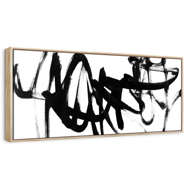 Blanc à noir Willmar V, Cadre flottant en bois naturel, 28 po x 10 po