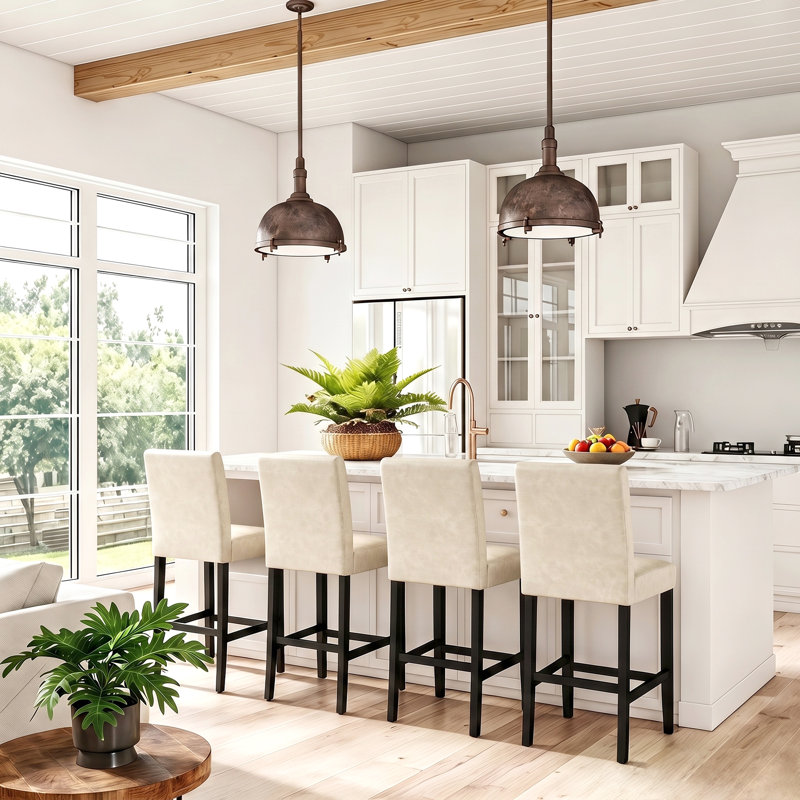 Sauhal Solid Wood 25'' Counter Stool, Off-white