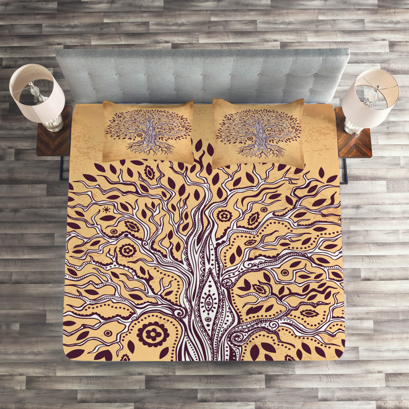 Hypnotic Eclectic Polyester Coverlet, King Bedspread + 2 Shams