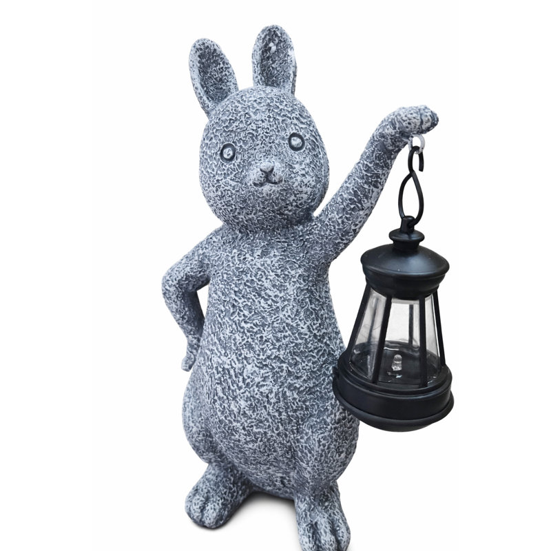 Solar Rabbit Garden Statue with Lantern