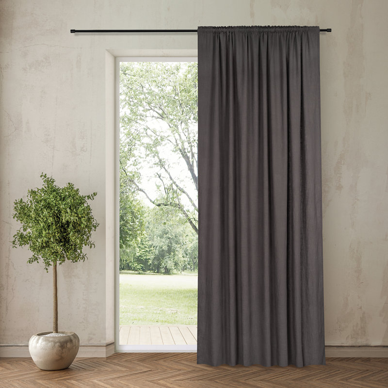 Nadie Curtain Made of Organic Linen-Cotton Mix (1 piece), Blackout, 270cm High, Anthracite