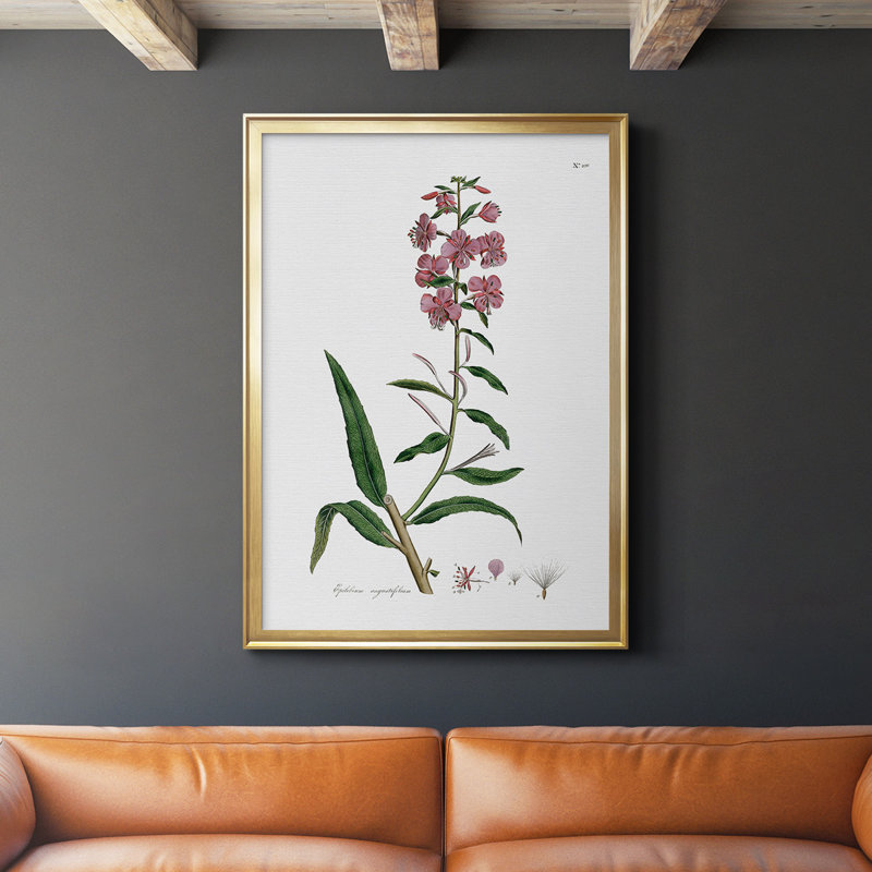 «Rose Botanical I», toile encadrée de qualité supérieure - prête à être accrochée, H 24,5 po x l 18,5 po, Or