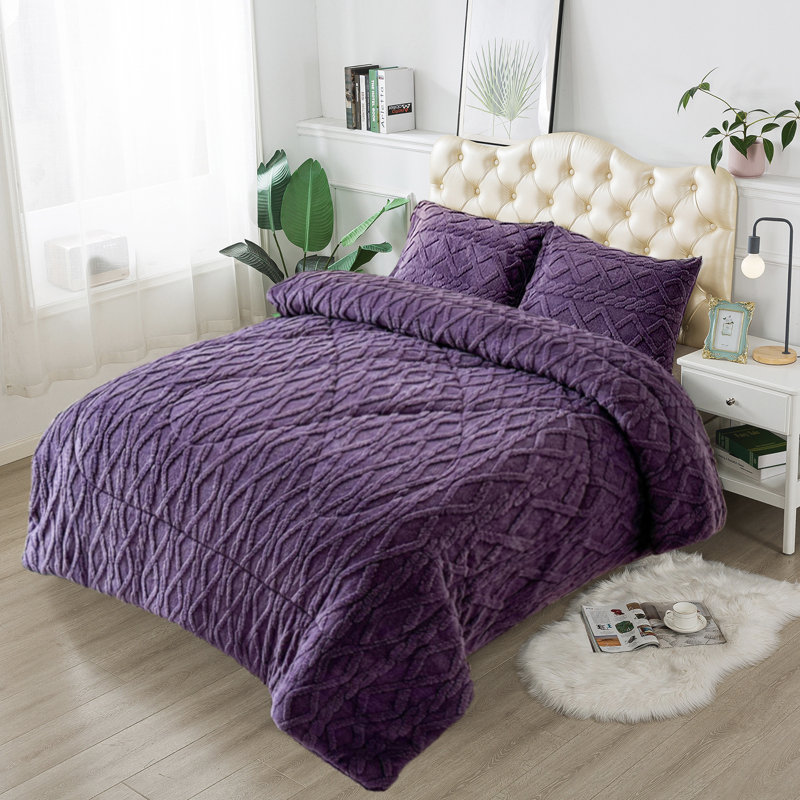 Knitted-Borrego2023-09 Throw Blanket, Purple, Queen