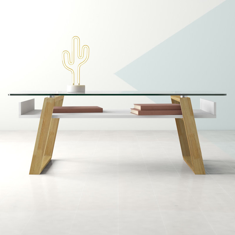 Canisteo Glass Top Coffee Table, Natural