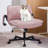 26in W Teddy Velvet Home Office Chair,350LBS Crosslegged Desk Chair with Lumbar Support&Adjustable Armrests-1909675321