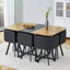 Ensemble de table de salle à manger 7 pièces pour 6, 1 table et 6 chaises rembourrées en polyuréthane noir, table en mélamine grain de bois noir et bois, ensemble de coin-cuisine moderne pour salle à manger, appartement et petit espace