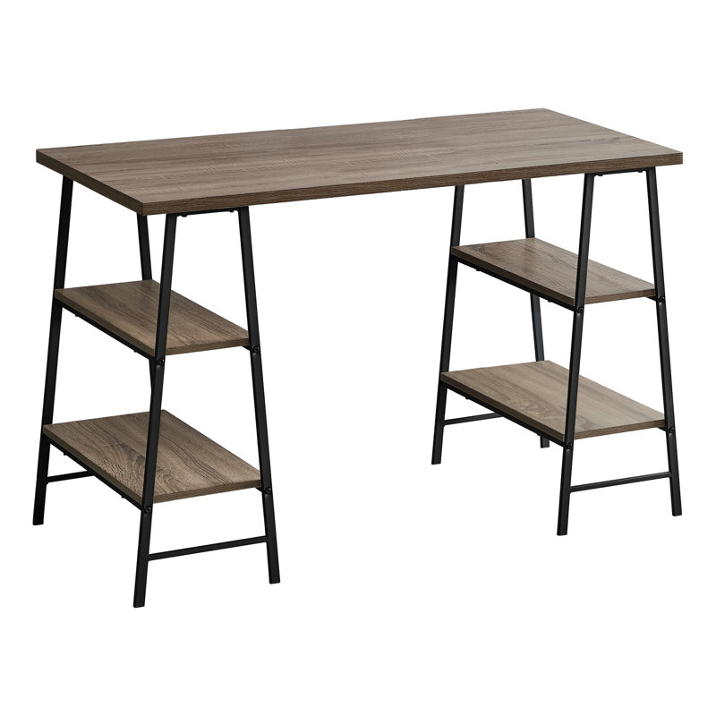 Allyssa Computer Desk, Home Office, Laptop, Storage Shelves, 48"L, Work, Metal, Laminate, Dark Taupe/Black