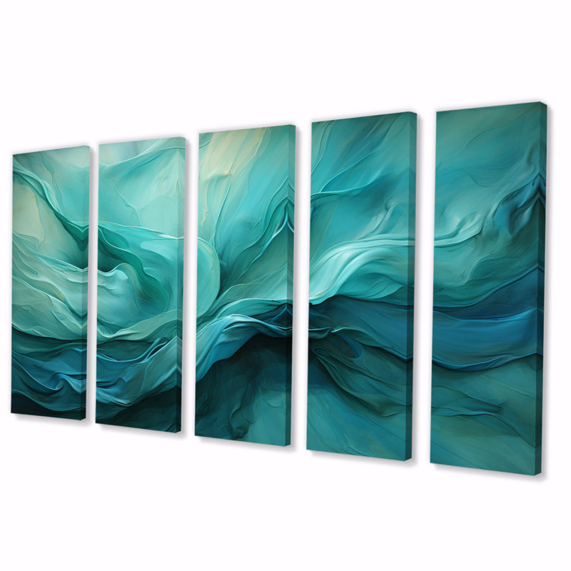 Turquoise Tranquility V - 5 pièces sur toile tendue