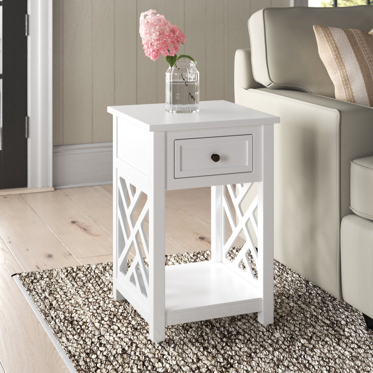 Lund 15.75" Wide Rectangular End Table With 1 Drawer And 1 Shelf