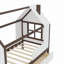 Lit plateforme simple avec tiroirs, lit maison en bois massif avec tablettes, conception enfantine, blanc et espresso-1830440890