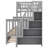 Twin Over Full Bunk Bed with Trundle and Storage Staircase, Solid Wood, Space-Saving Design, Gray Finish