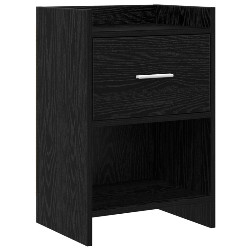 40cm W Composite Bedside Table, Black Oak
