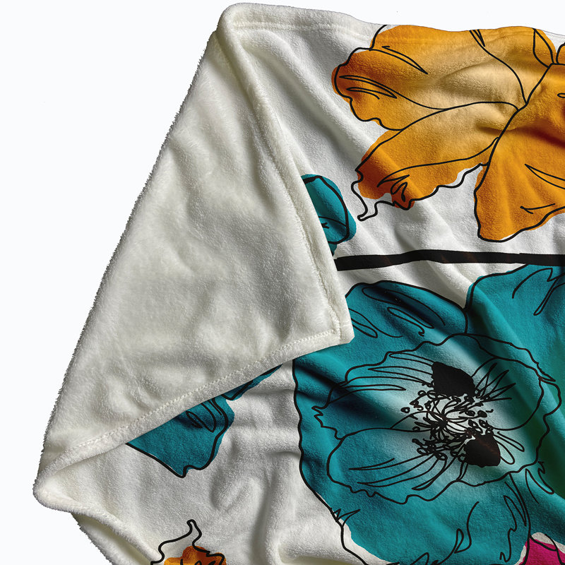 Couverture polaire Flora and Fauna, Bleu, L 60 po x L 80 po