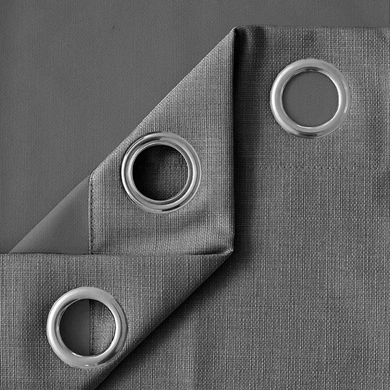 Luxury Ready Made Blackout Eyelet Thermal Curtains (Set Of 2) , 168cm Width x 183cm Drop, Dark Grey