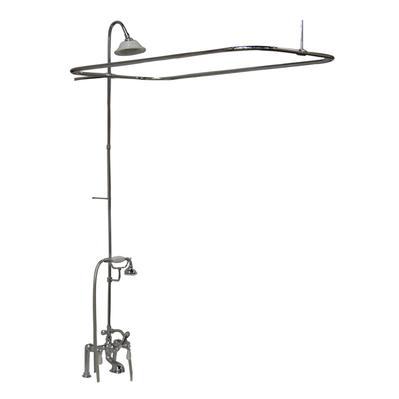 3 Handle Clawfoot Tub Faucet with Diverter, Polished Chrome
