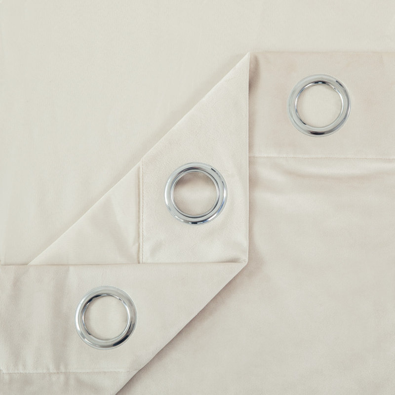 Claverton Crushed Velvet Sheer Eyelet Curtains, Beige