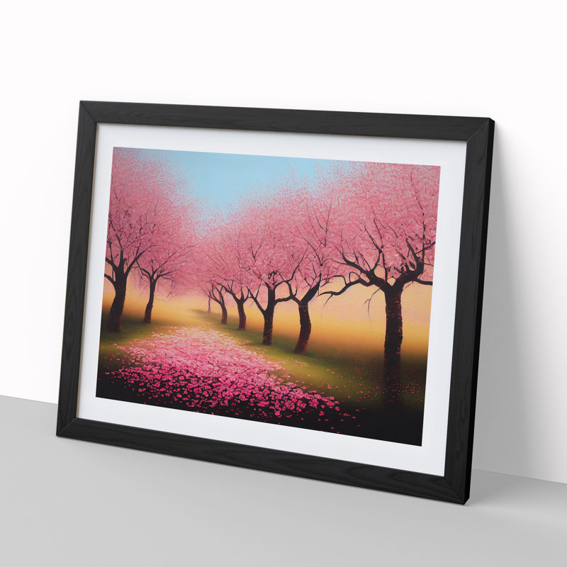 Hopeful Cherry Blossom Trees - Single Picture Frame Print, 46cm H x 64cm W x 2cm D, Black
