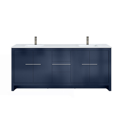 Meuble-lavabo avec tiroirs, 80 po X P 20 po Ensemble de meuble-lavabo double D avec comptoir en quartz blanc et robinet en métal