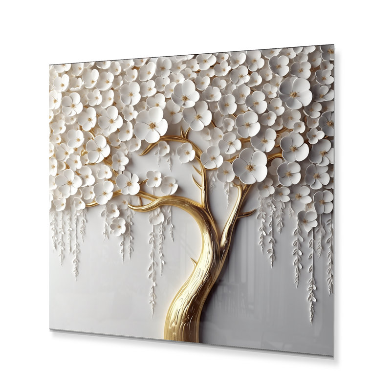 Orchidée blanche Garden of Branches II - Décoration murale florale en métal, H 23 po x l 23 po x P 1 po