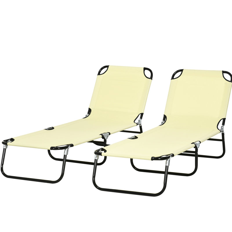 Poolside Sunbathing Seats, 5-Level Reclining, Steel Frame, Beige, Perfect For Relaxing In Yard, Patio, Beach Area Lounge Chairs, Reclining Back, Structure, Sun Tanning Pool