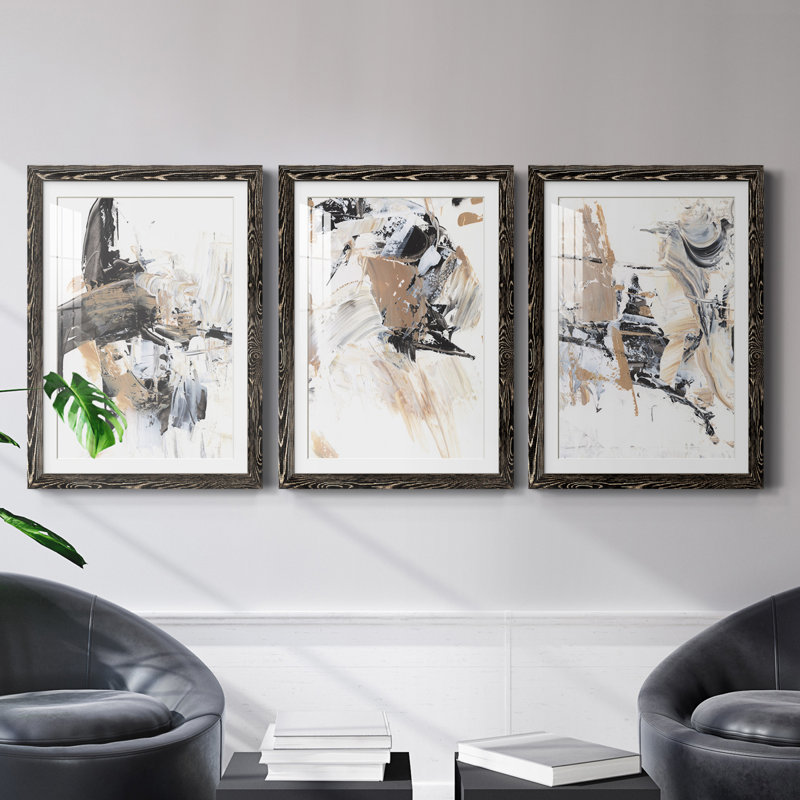 Ruckus I - Ensemble de 3 reproductions de cadres photo, H 24 po x l 54 po x P 1,5 po, Noir