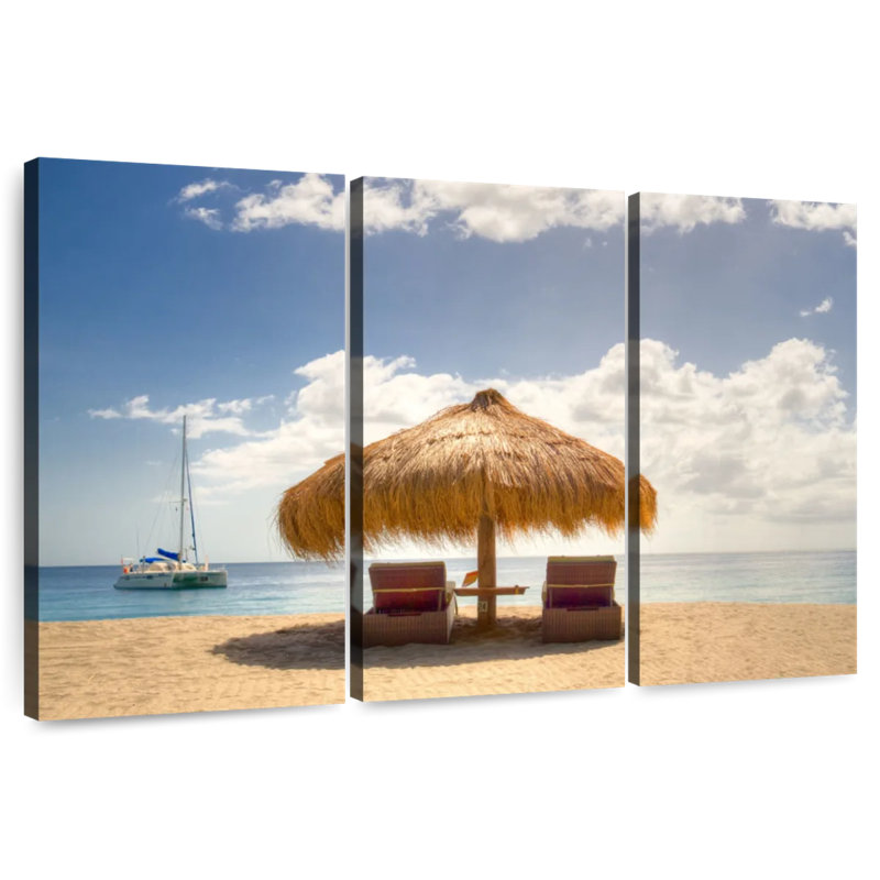 Vue de la plage Anse Chastanet, H 20 po x l 33 po