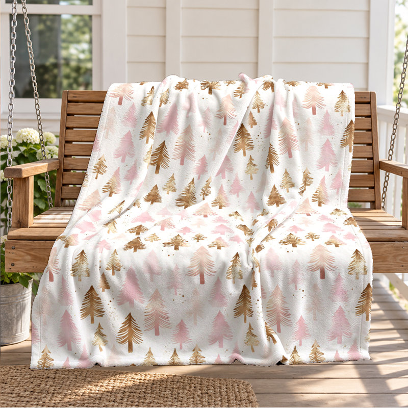 Couverture en molleton rose et doré Blush Reindeer, 30 po x 40 po