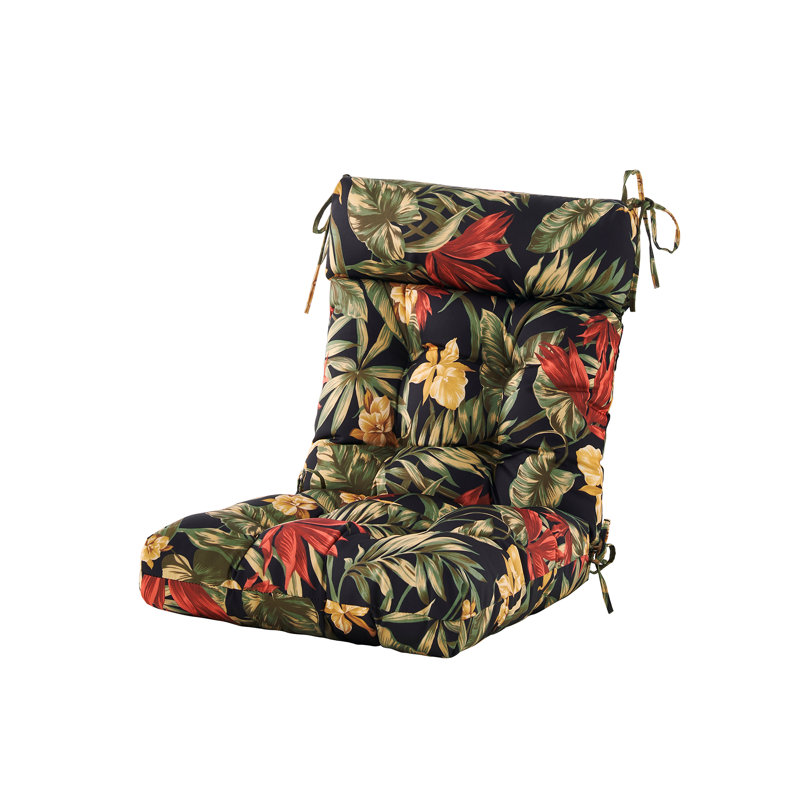 Outdoor 4'' Seat / Back Cushion, Black Floral