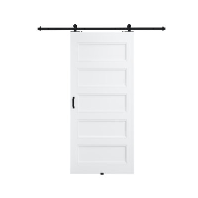 36 po x 80 po x 5 po avec dalle de porte blanche préfinie avec toute la quincaillerie de porte de grange