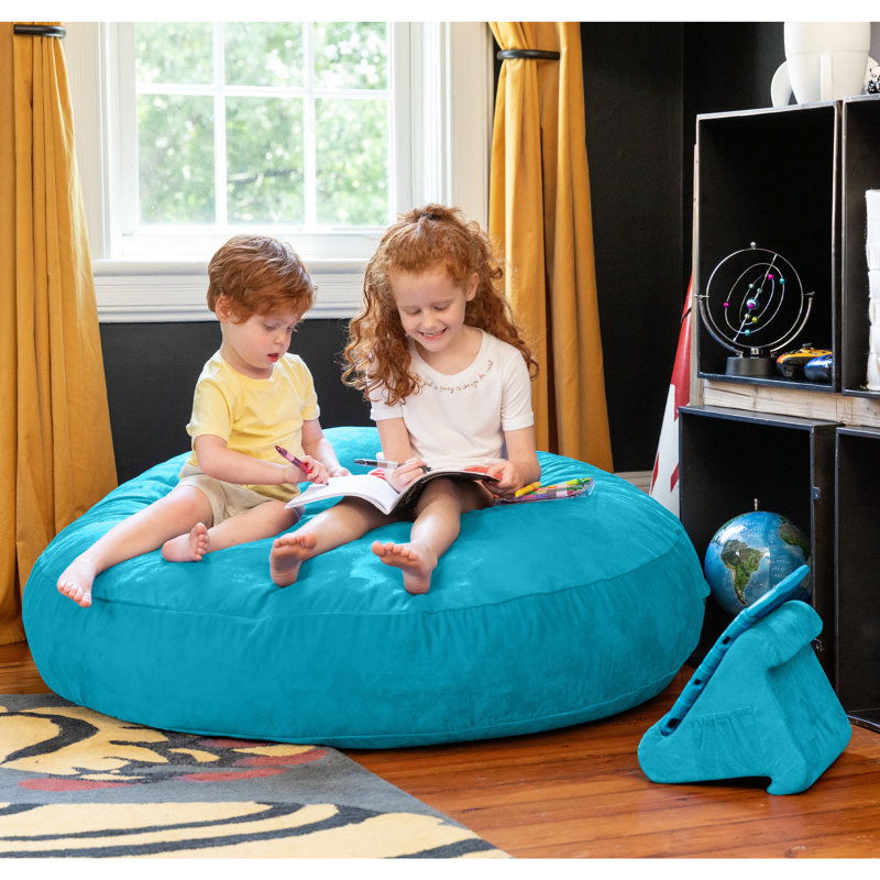 4 Ft. Cocoon Kids Bean Bag Chair and Crash Pad - Microsuede, Aqua Microsuede