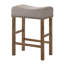 Tabouret rembourré en lin brun clair 2 - Tabourets à hauteur de comptoir en bois rustique finition chêne et attrait moderne