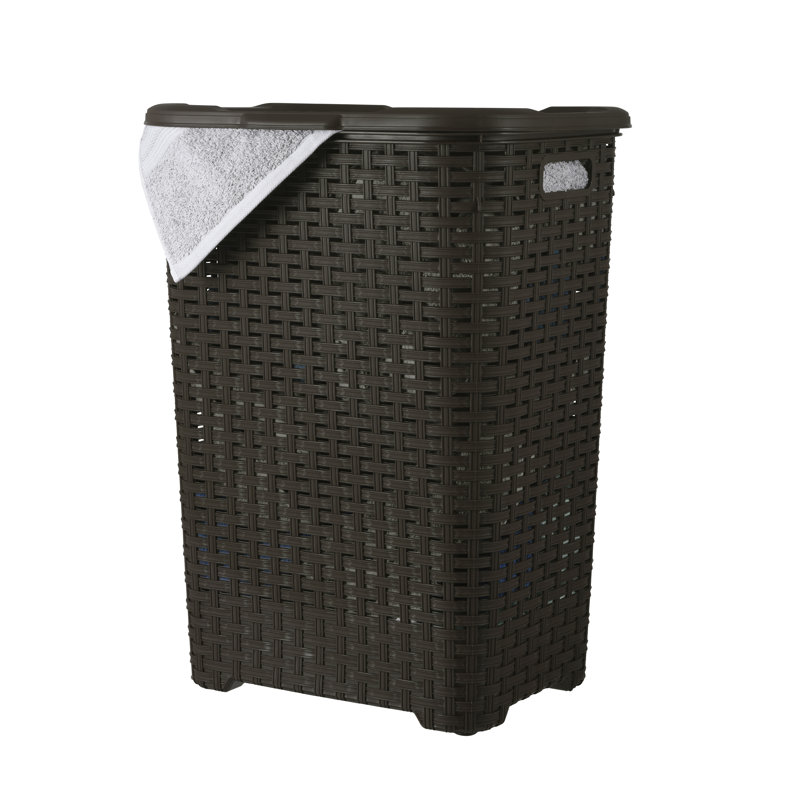Plastic Laundry Hamper with Handles, Brown 