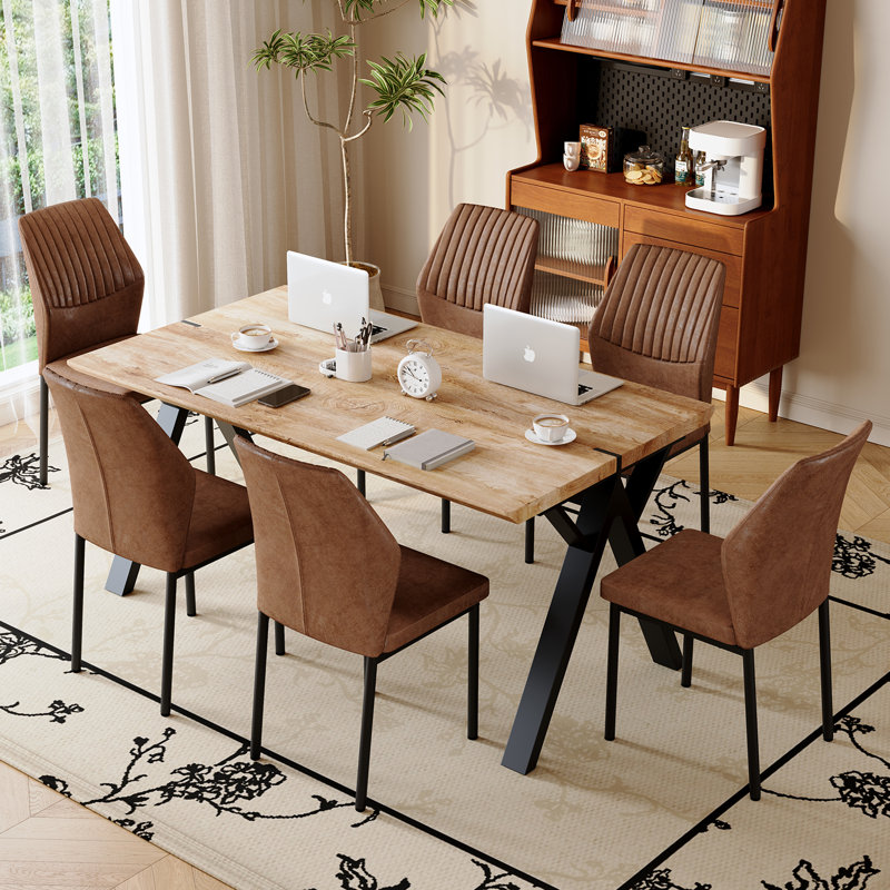 Ensemble de table de salle à manger Farmhouse pour 4 à 6 personnes, ensemble de table de cuisine en bois de style rustique