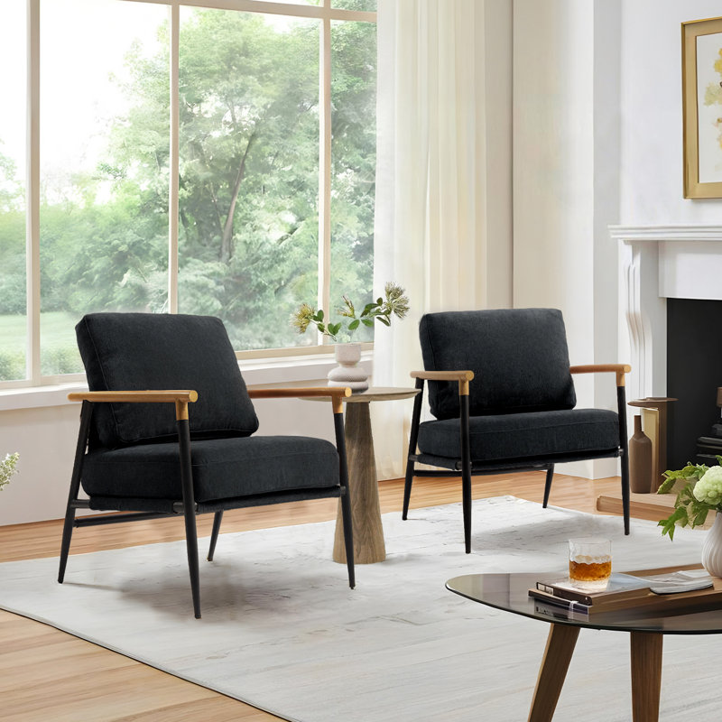 Dajauna 68.8 Cm Wide Armchair, Black Chenille