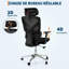 Chaise de bureau ergonomique en filet, accoudoirs réglables 4D, soutien lombaire dynamique, haut dossier-1316463462