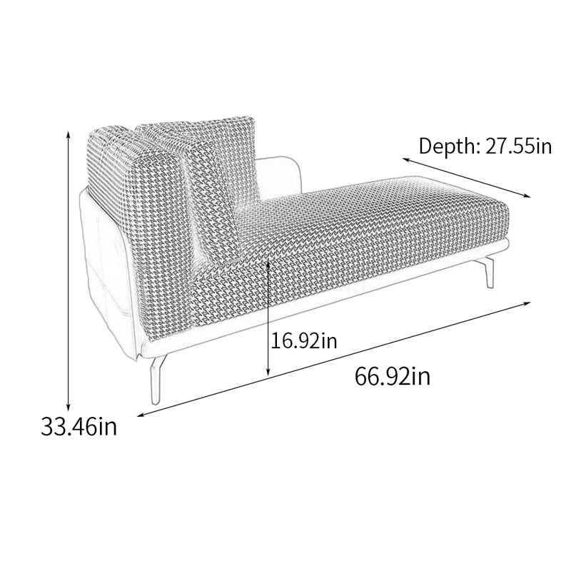 Chaise longue rembourrée Ruach, Brun, Chaise longue à accoudoir gauche