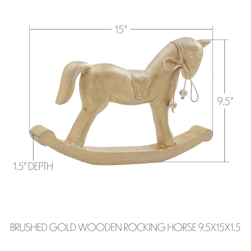 Cheval à bascule en bois brossé doré 9,5 x 15 x 1,5