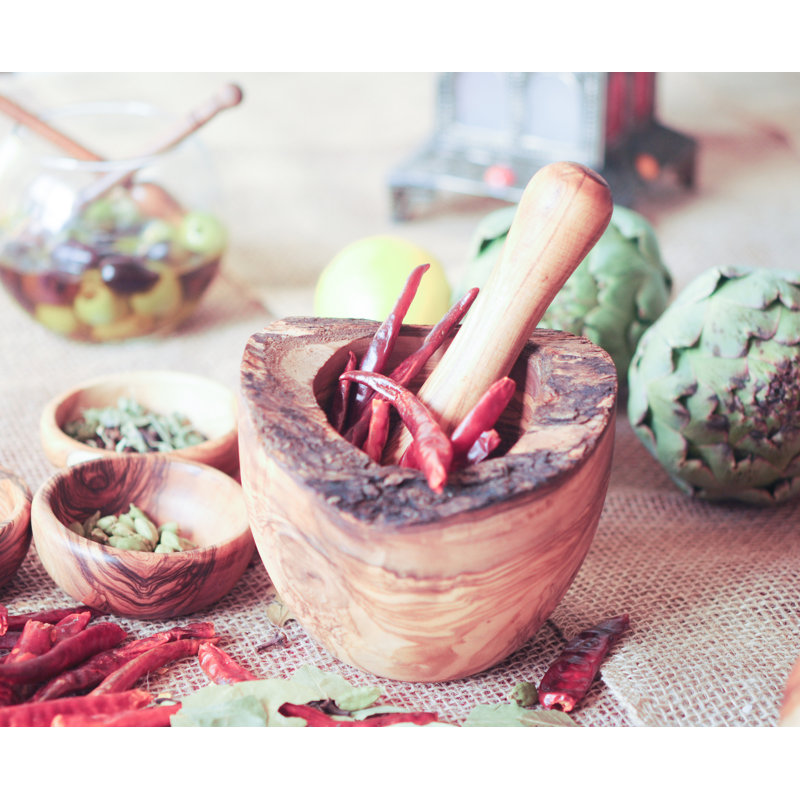 Wood Mortar And Pestle Set