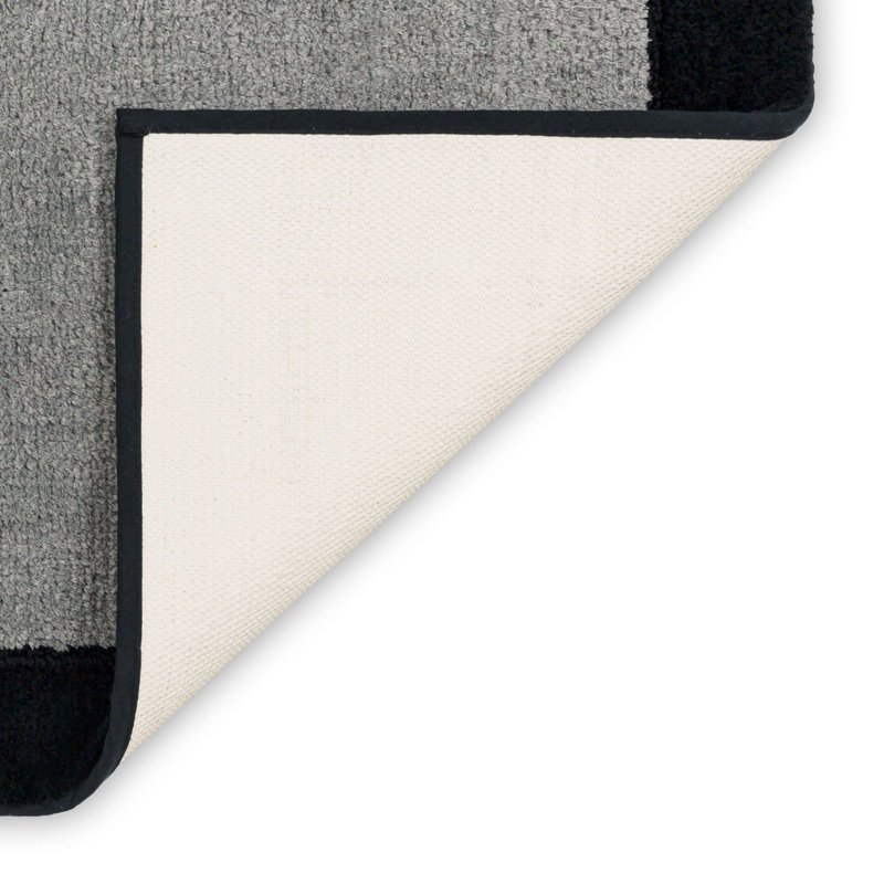 Tapis de bain géométrique en tricot Counterpoint Casual, Noir / Étain, L 20 po x L 34 po