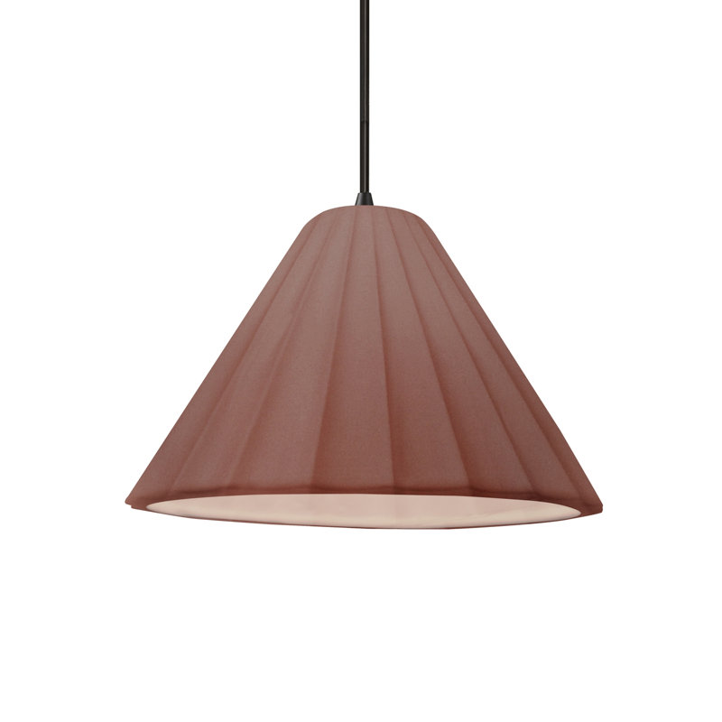 Radiance - Luminaire suspendu 1 lumière cannelé - Argile Canyon - Noir mat - l 10,75 po x H 7 po - Ampoule remplaçable - Cordon noir