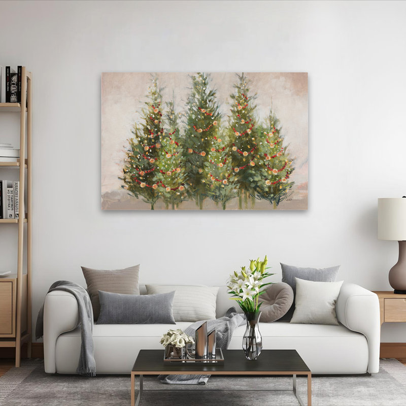 Beige et Noël, arbre à feuilles persistantes, art, H 40 po x l 60 po