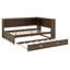 Lit de jour en bois avec tablettes de rangement, USB, DEL et lit gigogne-818078068