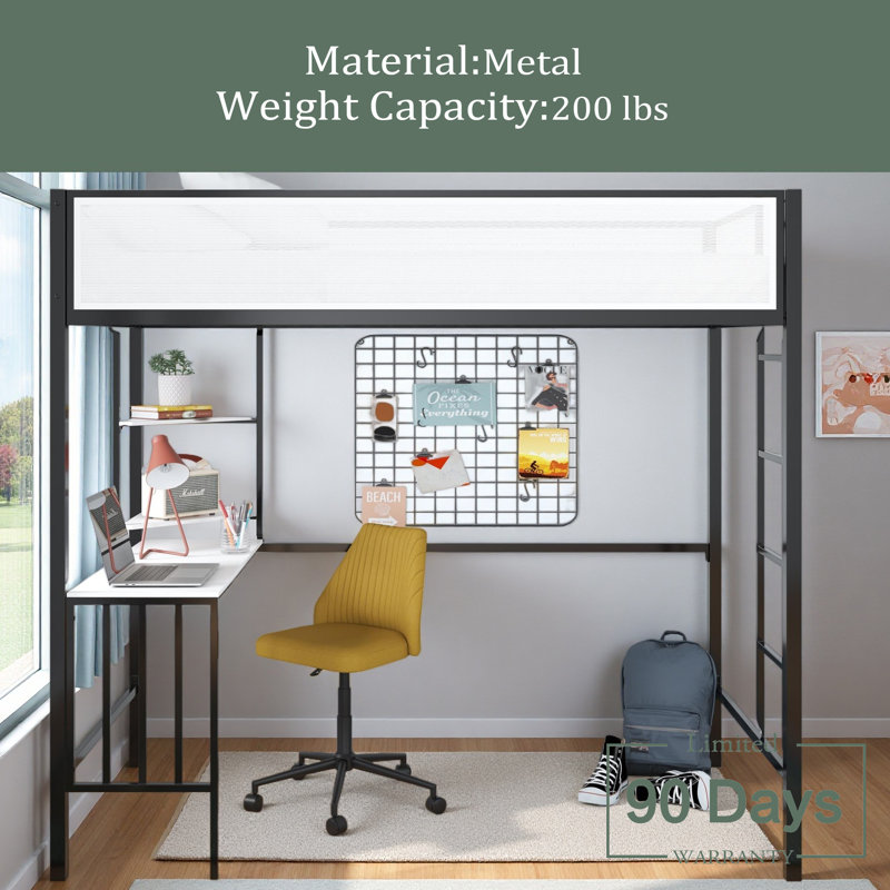 Loft Bed With Desk & Shelves, Twin