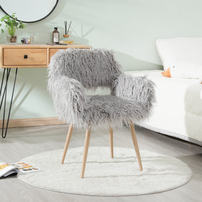 Lamprini Faux Fur Upholstered Make up chair with Metal Legs