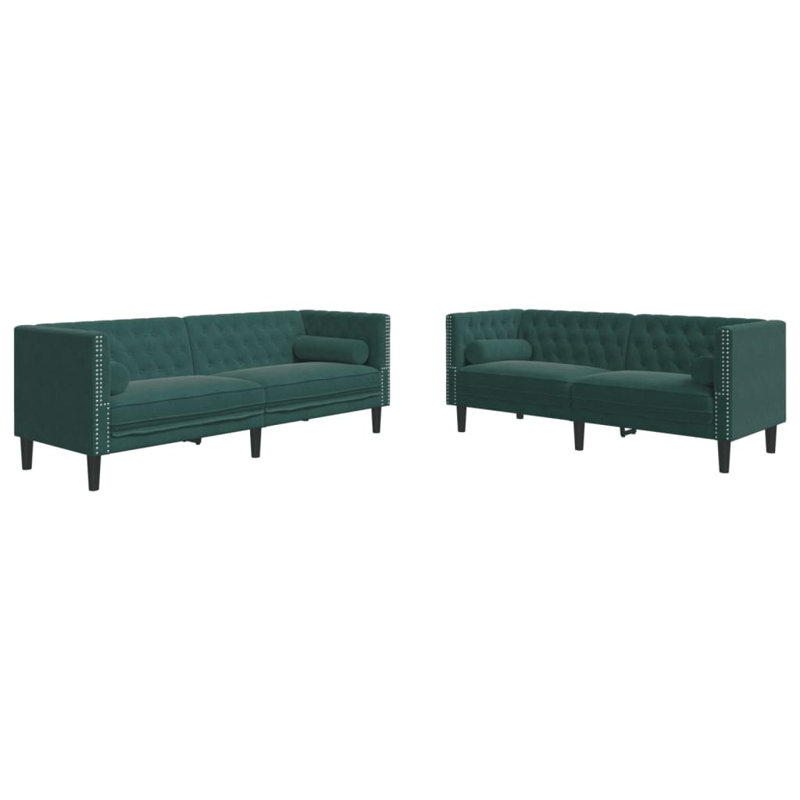  Chesterfield Sofa Set Dark Green, Dark Green