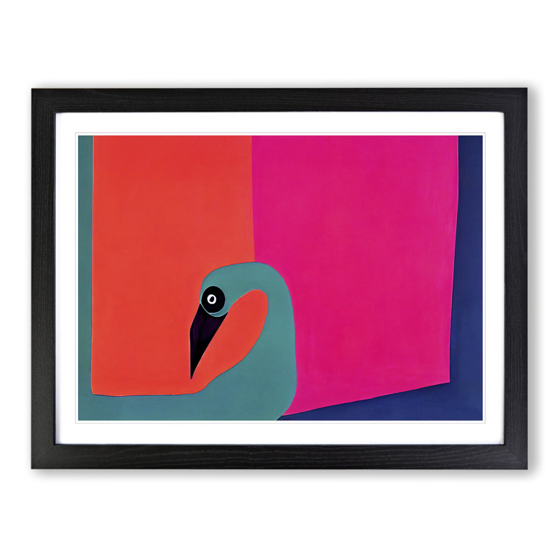 Modern Abstract Flamingo - Framed Print, Black Framed, 46cm H x 64cm W x 2cm D