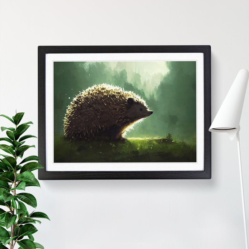 Hedgehog Vol.1 - Single Picture Frame Painting, Black, 46cm H x 64cm W x 2cm D