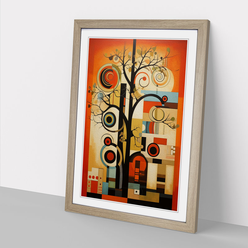 Oak Tree Constructivism No.4 - Single Picture Frame Print on Wood, 46cm H x 34cm W x 2cm D, Oak