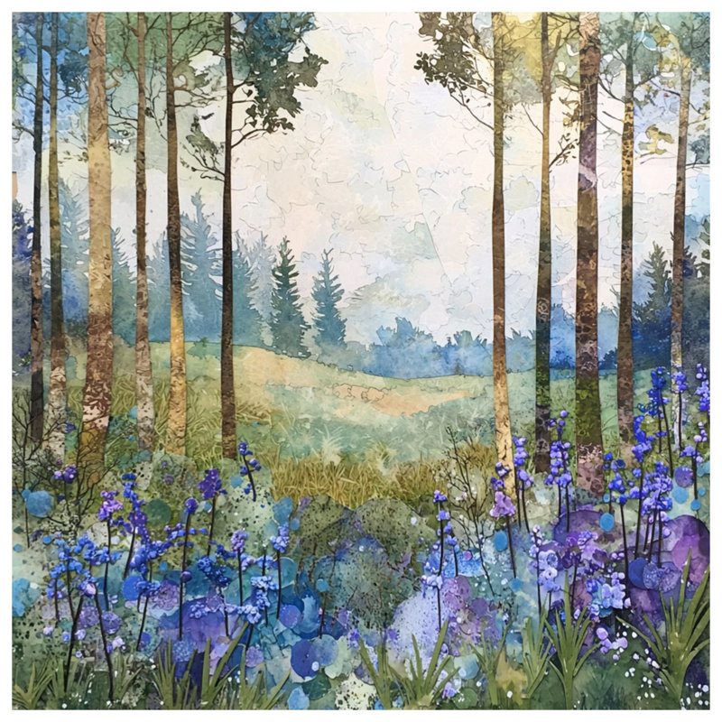 Forest Landscape With Wildflowers Bath Mat, 34in W x 21in L