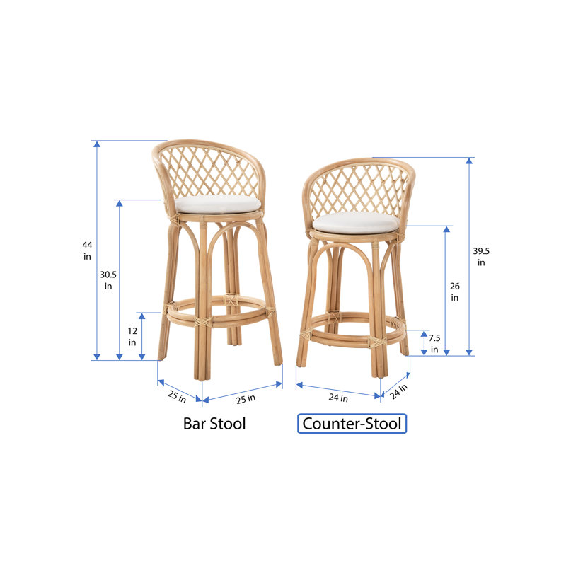 Tabouret de bar et de comptoir Sandi, Tabouret de comptoir (siège d'une hauteur de 26 p, Naturel
